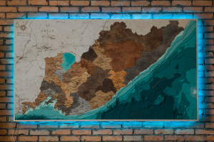 Карта деревянная многослойная "Карта Приморский край №2, с подсветкой" на заказ