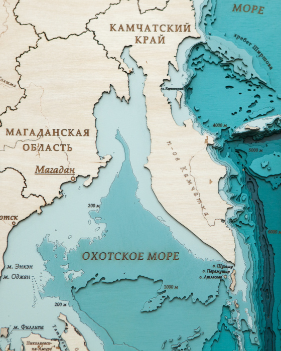 Карта деревянная многослойная "Карта ДФО №1" на заказ