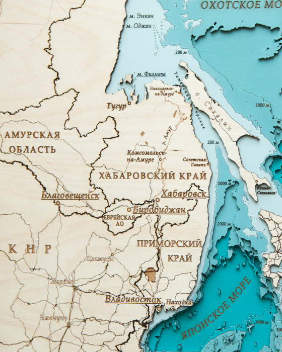 Карта деревянная многослойная "Карта ДФО №1" на заказ