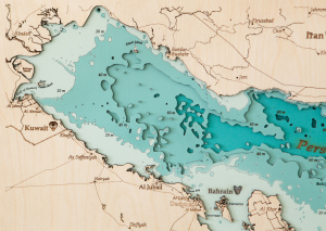 Карта деревянная многослойная "Карта Персидского залива" на заказ
