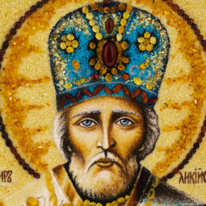 Икона из янтаря "Николай чудотворец"
