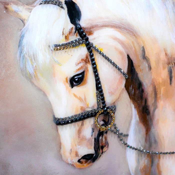 Авторское зеркально-ювелирное панно "Пара лошадей"