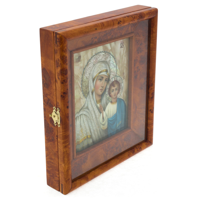 Икона "Богородица Казанская" свадебная с витражными эмалями