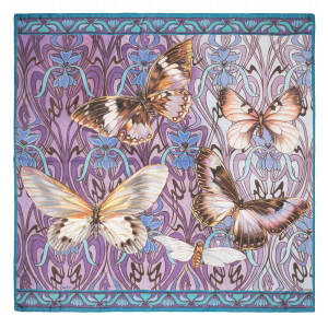 Платок "Бабочки" шелк, фиолетовый