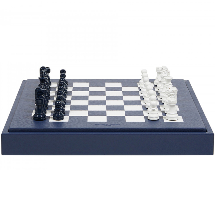 Эксклюзивные шахматы из кожи "Buffalo" синие