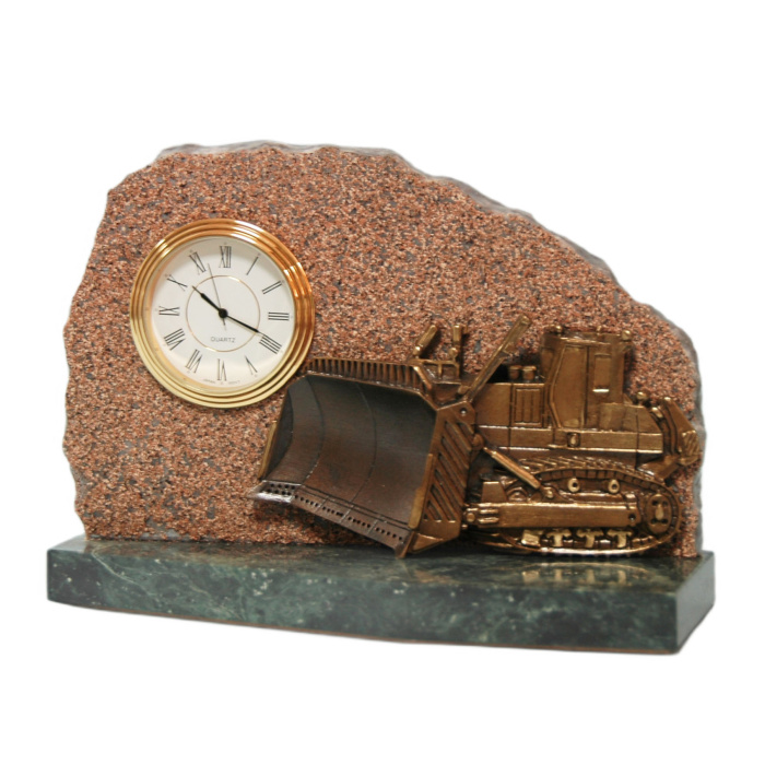Часы настольные из бронзы "Карьерный бульдозер"