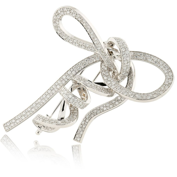 Булавка "Knot" из белого золота с бриллиантами