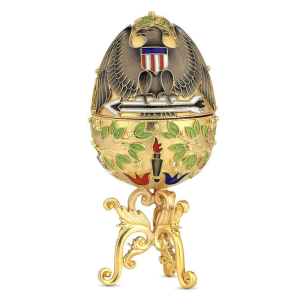 Яйцо-шкатулка "Российско-американский орел" из серебра