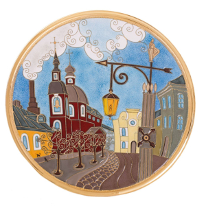 Тарелка декоративная "Пантелеимоновская церковь" из серебра