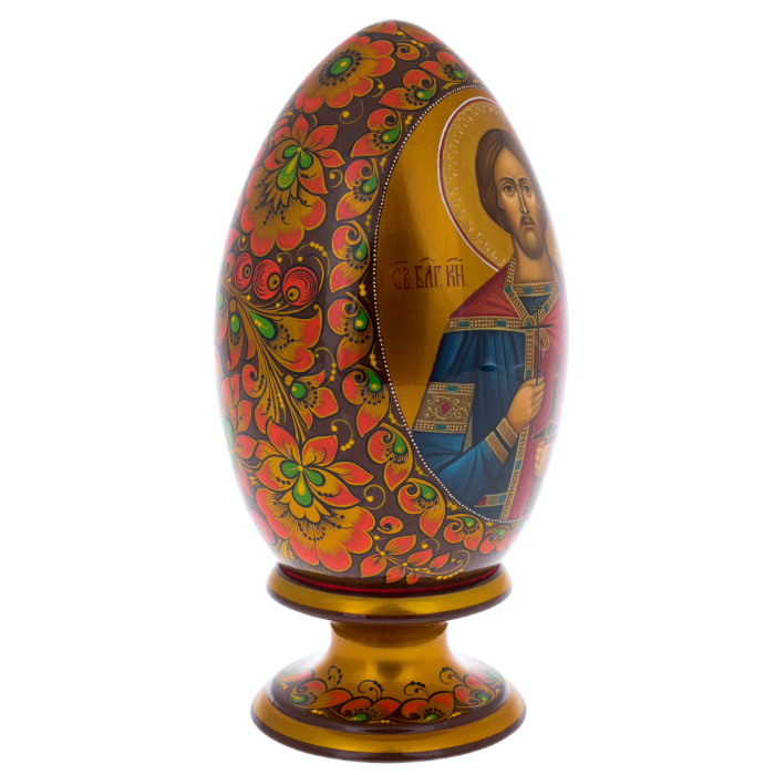 Яйцо-икона с ликом "Иисус Христос" Хохлома