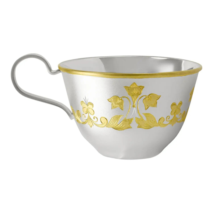 Silver cup and saucer "Luzhok"/With gilding