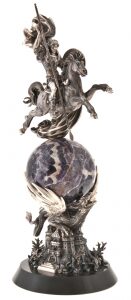 Авторская скульптура из бронзы "Георгий Победоносец на шаре"