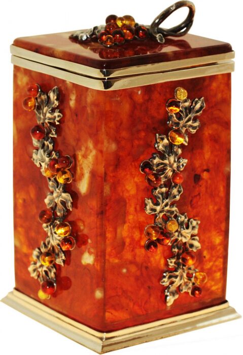 Коробка для чая из янтаря "Виноград"