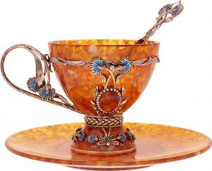 Чайный набор из янтаря "Васильки"