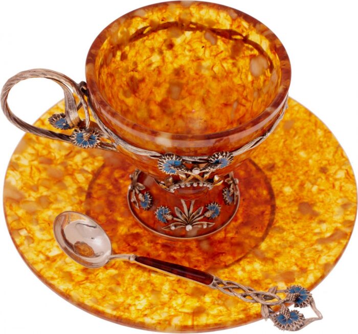 Чайный набор из янтаря "Васильки"