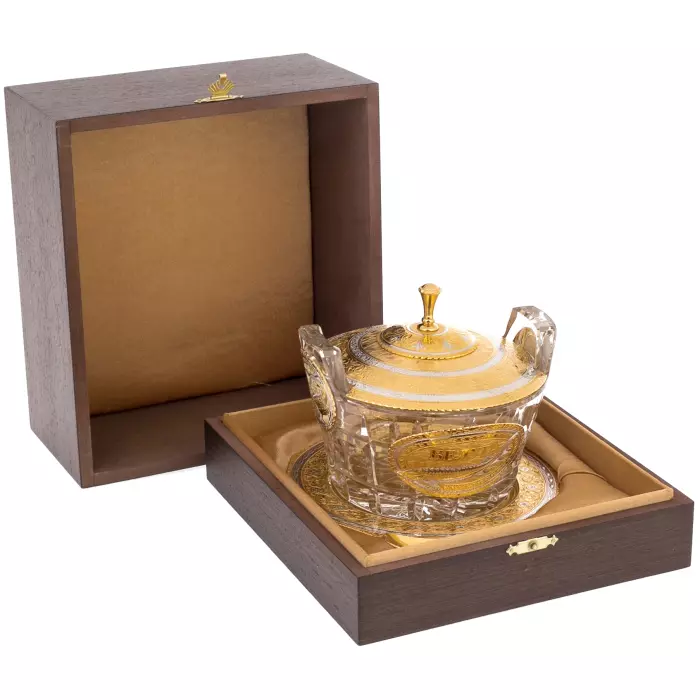 Caviar bowl with lid "Tub" large, Zlatoust