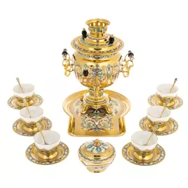 Чайный набор с самоваром "Чаепитие" на 6 персон, Златоуст