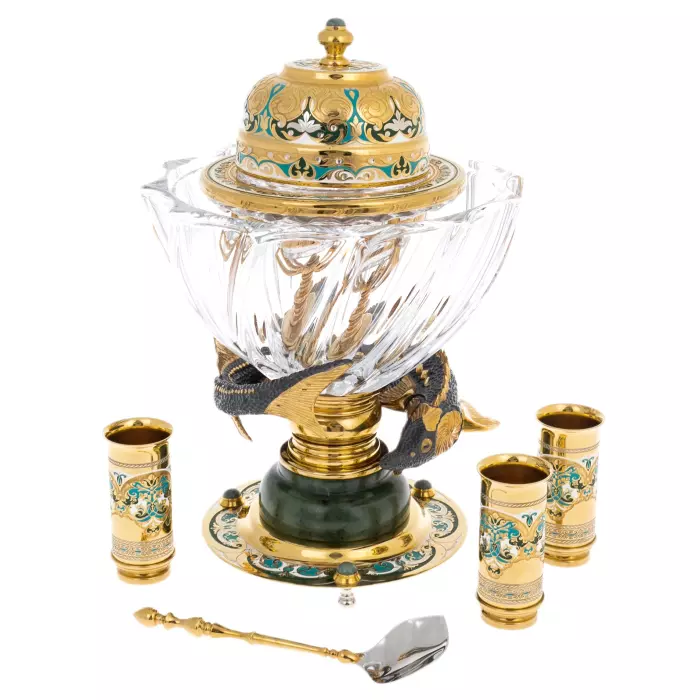 Икорный набор на нефрите "Посейдон" на 3 персоны, Златоуст