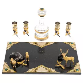 Набор для водки "Волки" на 4 персоны, Златоуст