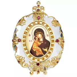 Икона их хрусталя и серебра "Пресвятая Богородица Владимирская"