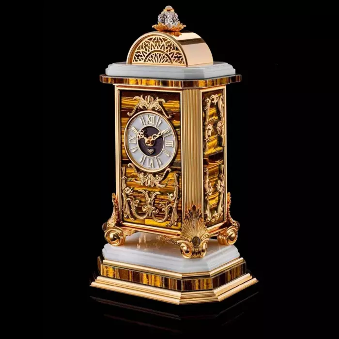 Часы из тигрового глаза и бронзы "Archimede"