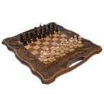 Carved "Acropolis" game set (chess, backgammon and checkers)