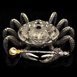 Silver-plated caviar bowl "Crab"