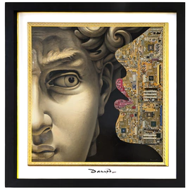 Damir Krivenko's painting "David and the Siren of Transhumanism"