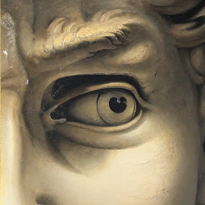 Damir Krivenko's painting "David and the Siren of Transhumanism"