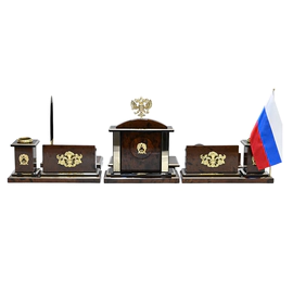 Настольный набор из обсидиана "Герб РФ"
