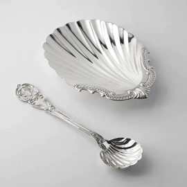 Silver set "Wave": coquille bowl, spoon