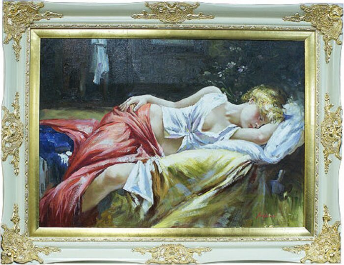 Картина "Спящая девушка", цвет: слоновой кости