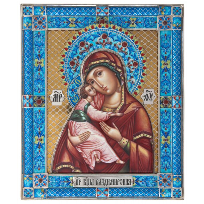 Икона "Пресвятая Богородица Владимирская" (финифть)
