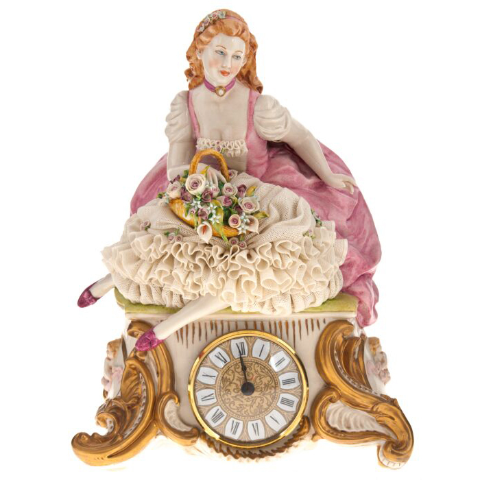 Настольные часы "Дама с цветами"