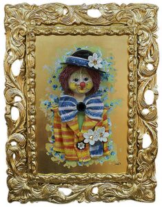 Картина "Клоун в котелке с ромашками"