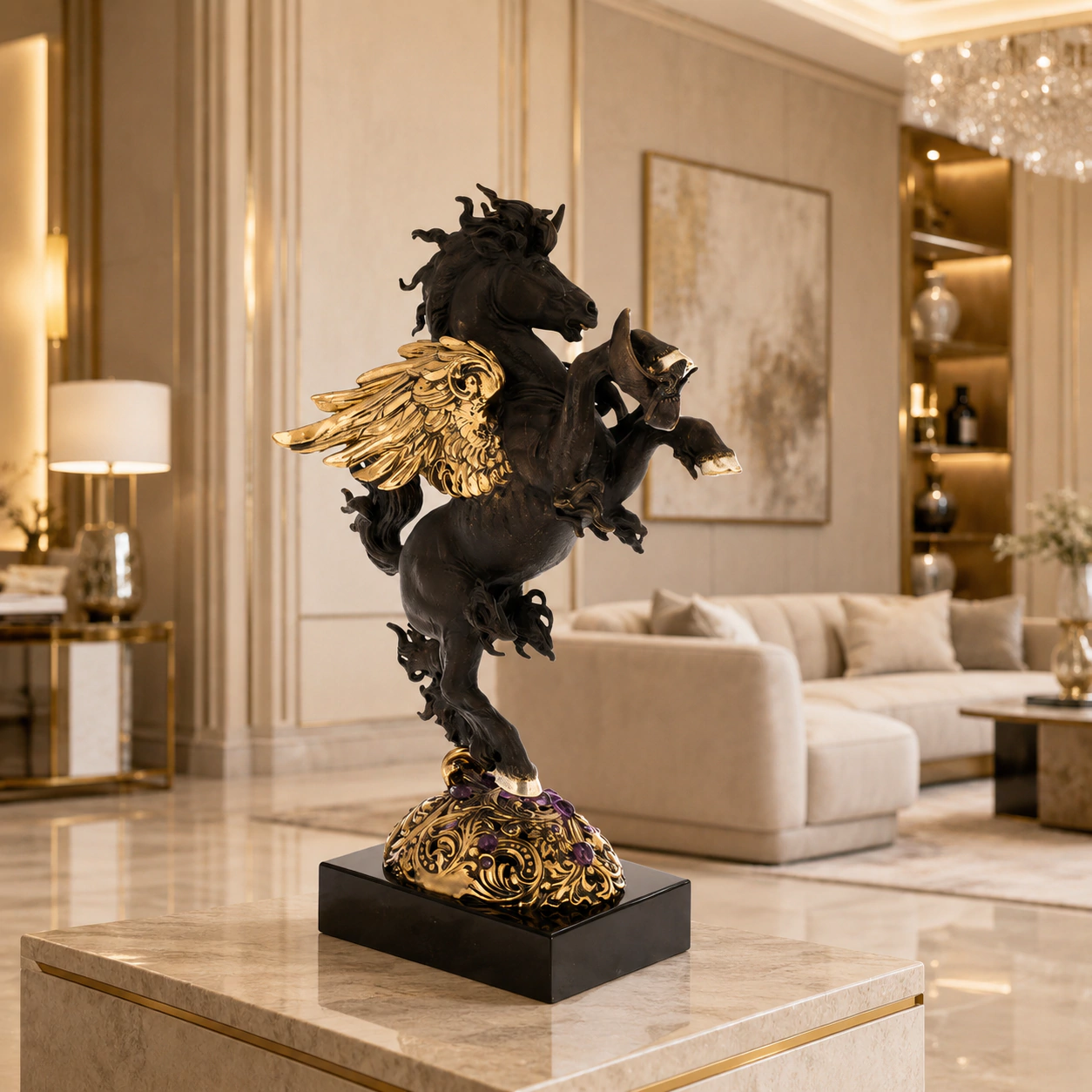 The author's bronze sculpture "Pegasus on the rack"