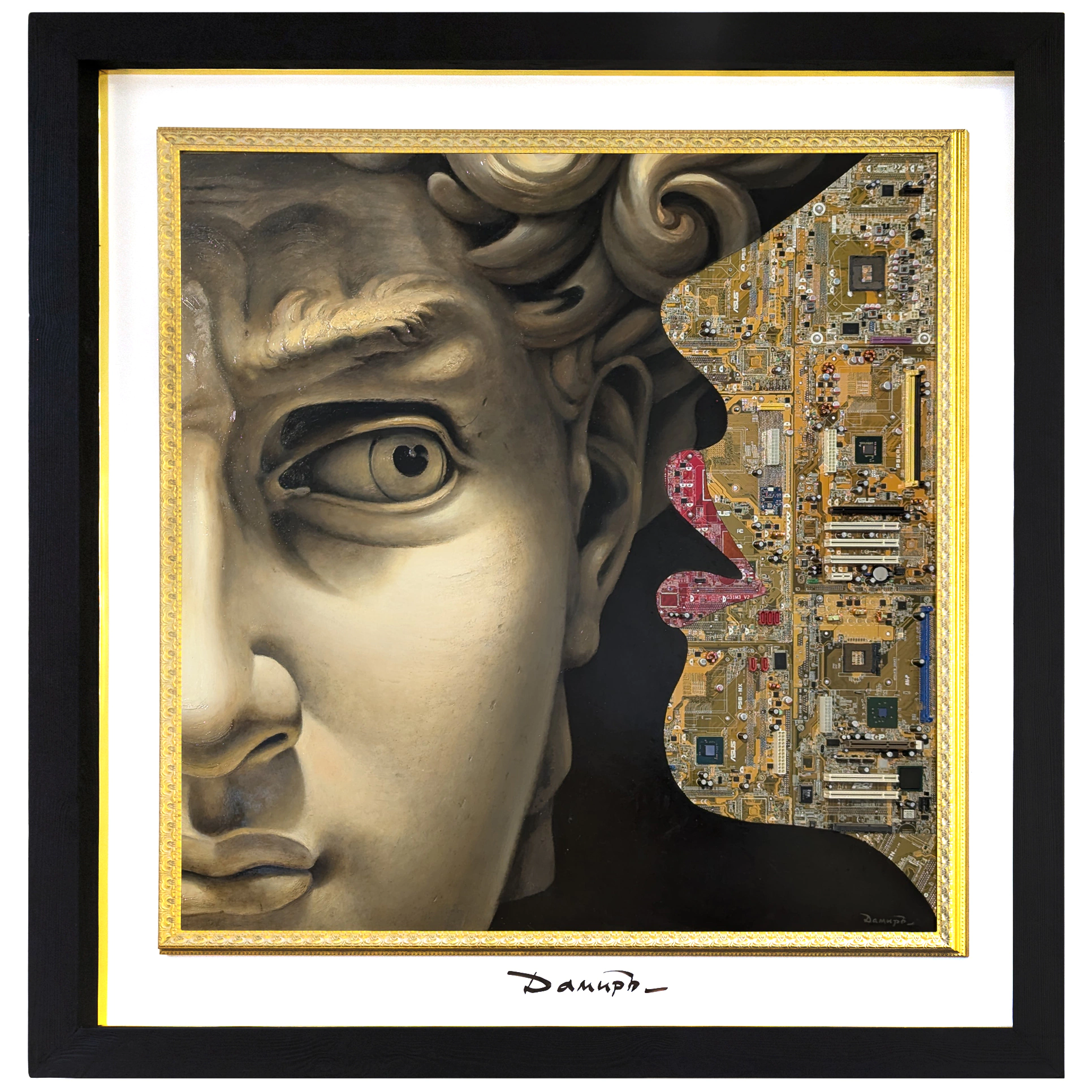 Damir Krivenko's painting "David and the Siren of Transhumanism"
