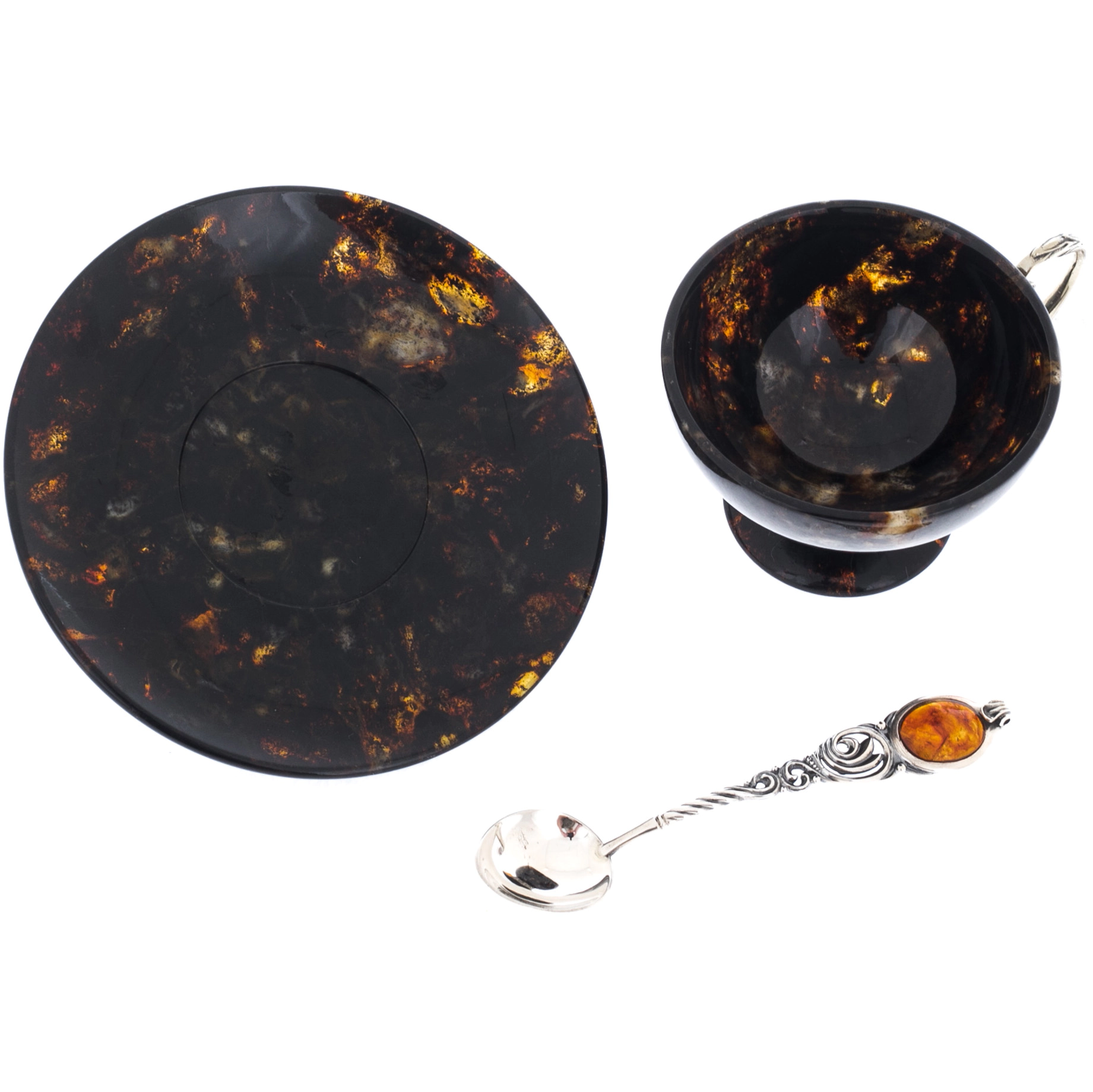 Tea set made of black amber and bronze "Antique"