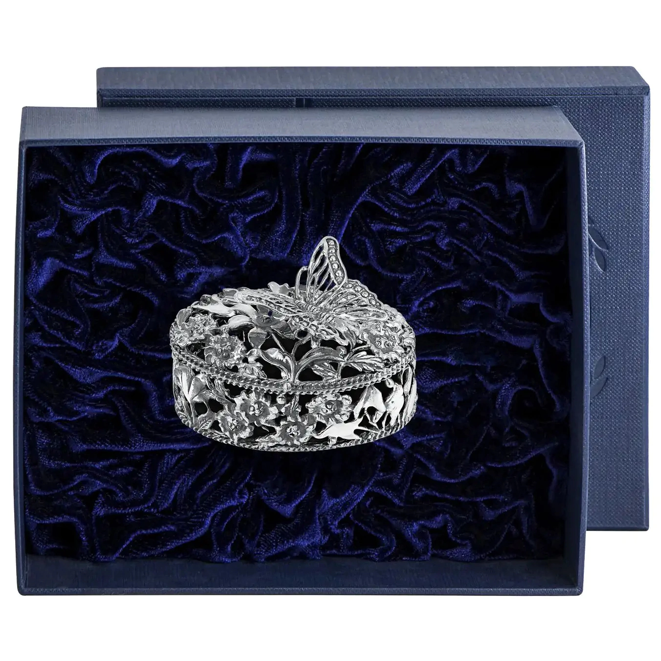 Silver Butterfly jewelry box with blackening