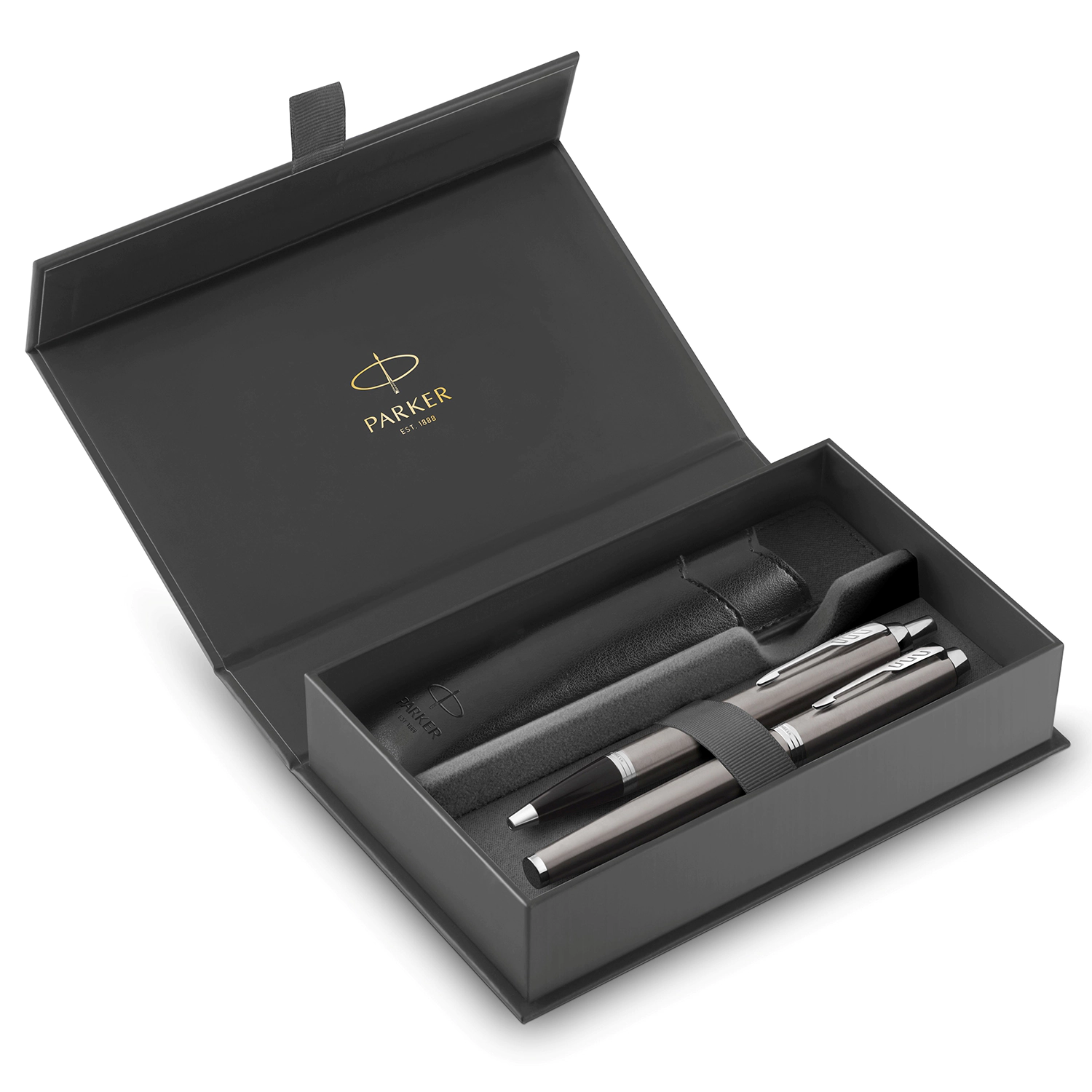 Набор перьевой и шариковой ручки Parker IM Stainless Steel CT с чехлом